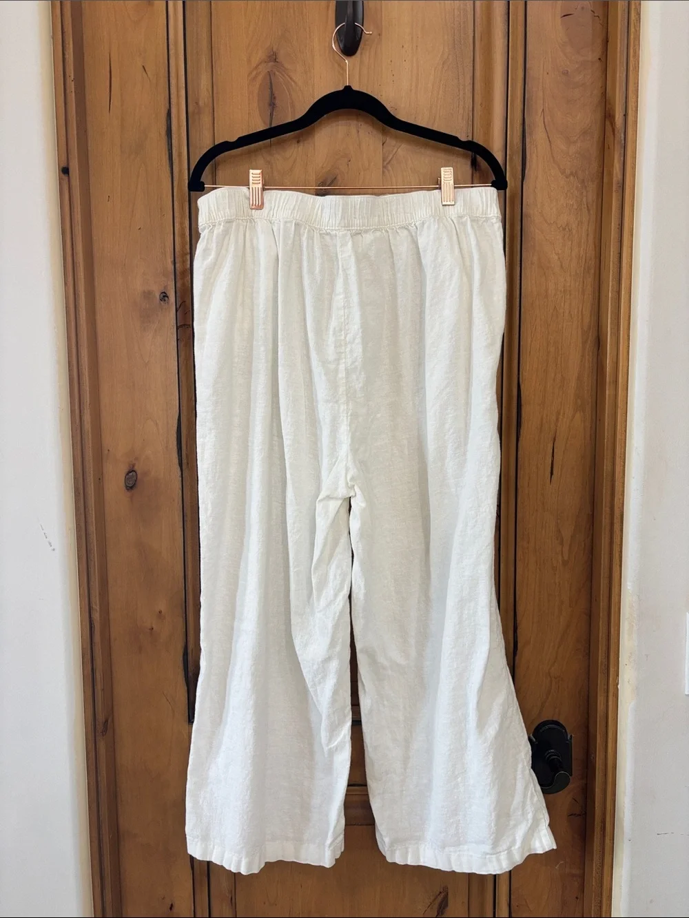 White Michael Kors Linen Drawstring Pants with Gold Accents